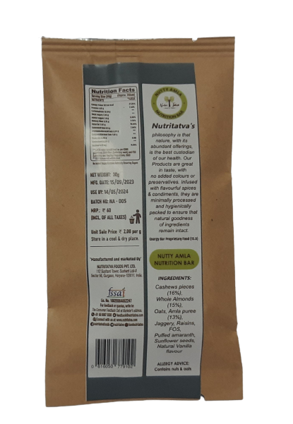 Nutty Amla nutrition bar, 30g - Great snack for weight management