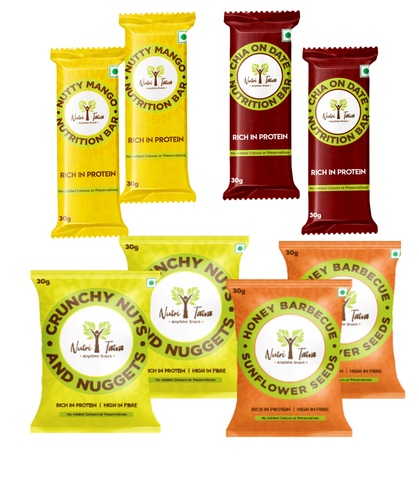 Protein and Fibre rich Snack Combo Pack - 4 Nutrition Bars & 4 Savoury Snacks - Happy snacking!