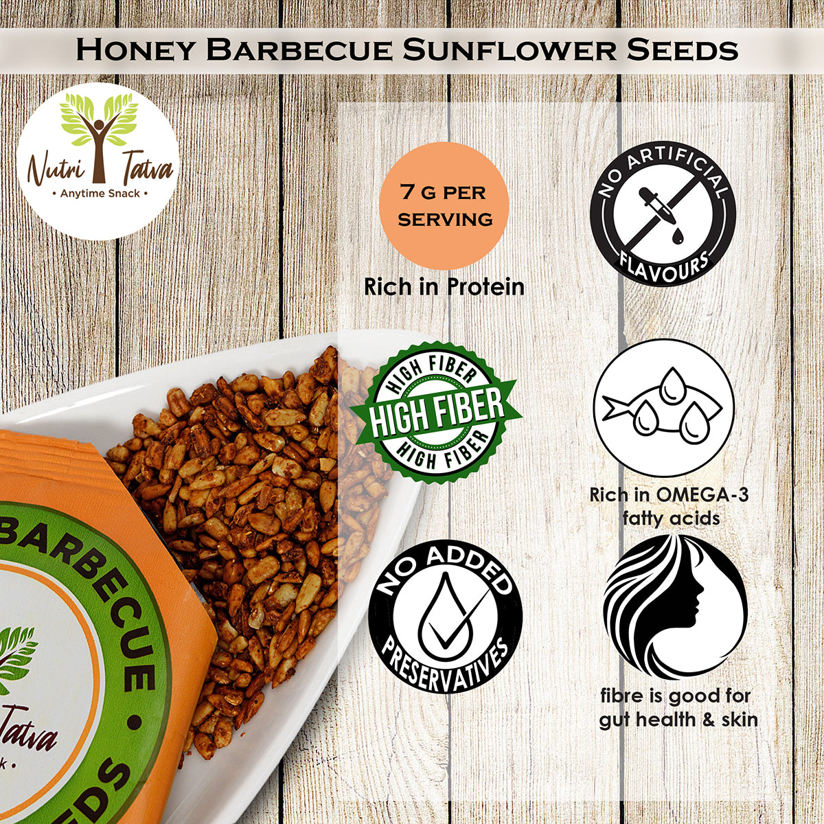 Honey Barbecue Sunflower Seeds, 30g, Crunchy Roasted Snack